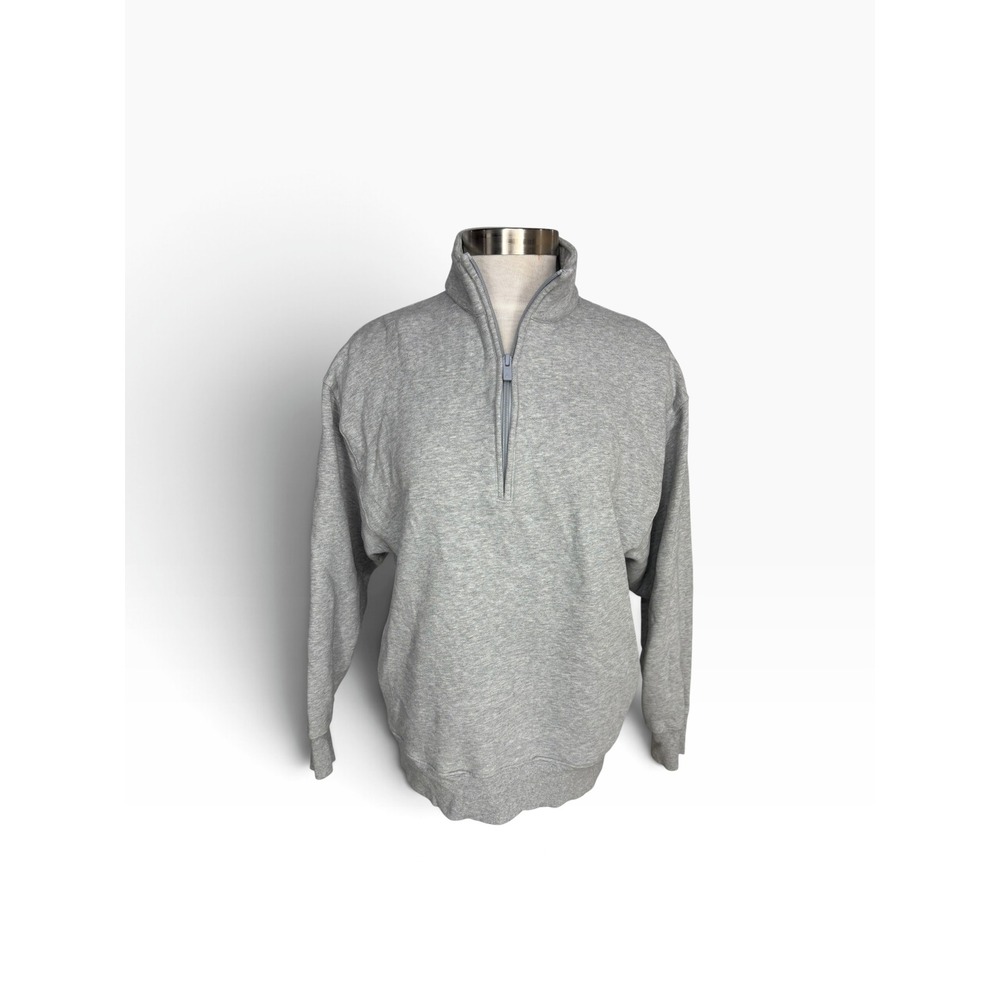 Aritzia Cozy Sweatfleece Perfect Half Zip Pullover Sweatshirt Heather Gray